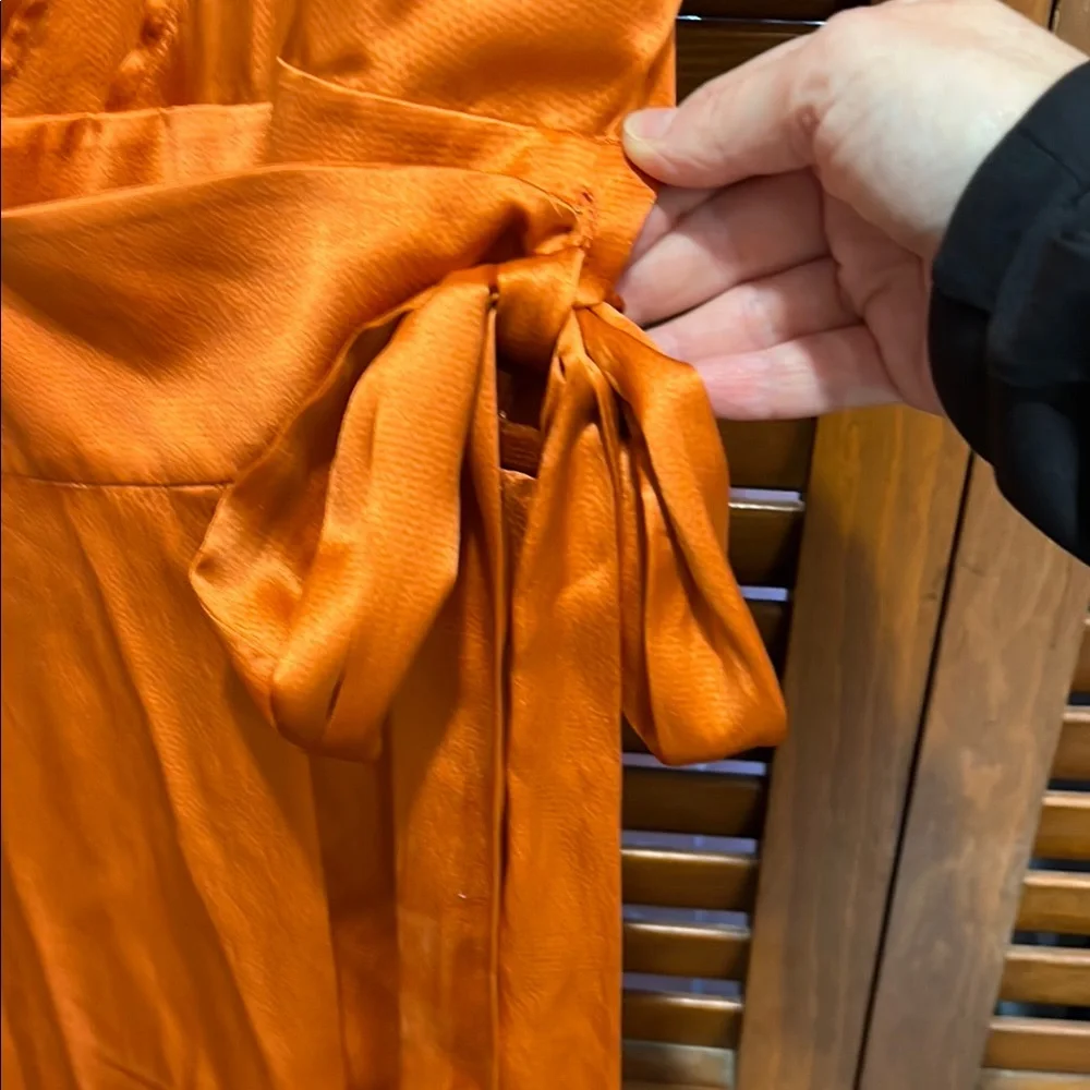 Banana Republic Silk Elegant Orange Wrap Dress - Picture 6 of 12